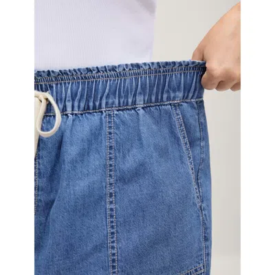 Bloomchic Pull-on Contrast Drawstring Straight-leg Denim Shorts