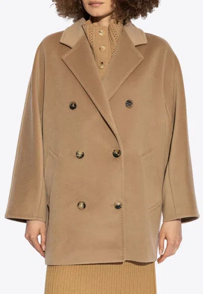 Max Mara Rebus Double-breasted Notched-lapels Coat In Beige
