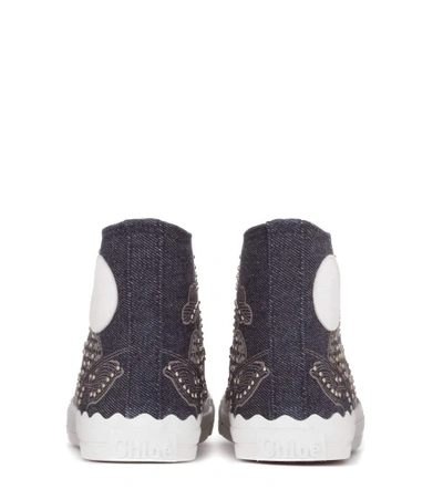 Shop Chloé Embellished High-top Sneakers In Llack