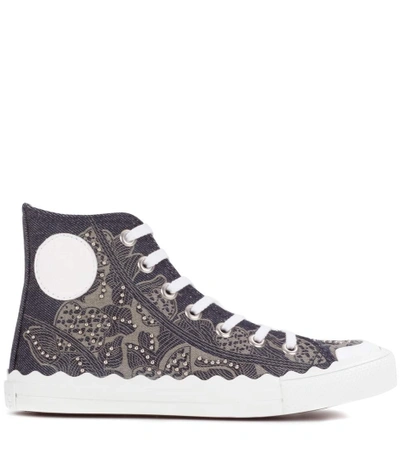 Shop Chloé Embellished High-top Sneakers In Llack