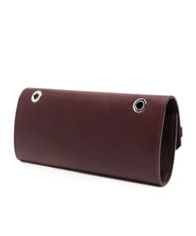 Dsquared2 Logo-plaque Pebbled-leather Clutch Bag In Burgundy