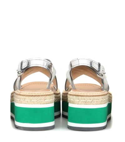Shop Prada Leather Platform Sandals In Argeeto