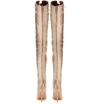 Shop Gianvito Rossi Marie Satin Over-the-knee Boots In Neutrals