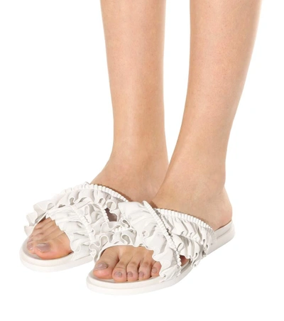 Shop Simone Rocha Leather Slip-on Sandals In Ivory