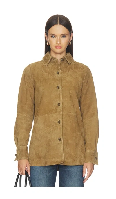 Rohe Solid Colour Suede Overshirt In Brown