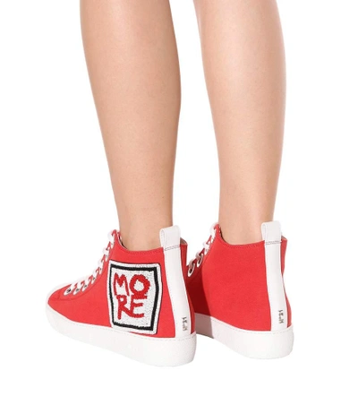 Shop N°21 Embellished High-top Sneakers In Red