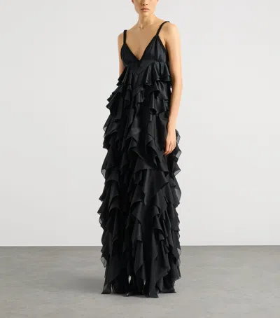Balmain Satin Top With Thin Straps In Black