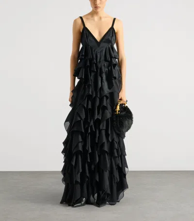 Balmain Satin Top With Thin Straps In Black