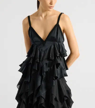 Balmain Satin Top With Thin Straps In Black