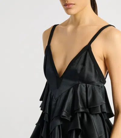 Balmain Satin Top With Thin Straps In Black