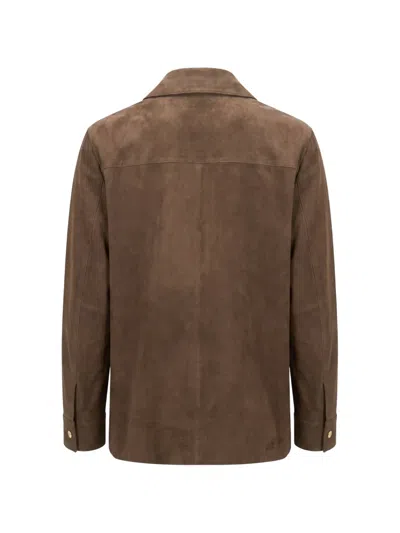 Max Mara Suede Patch-pocket Jacket In Brown