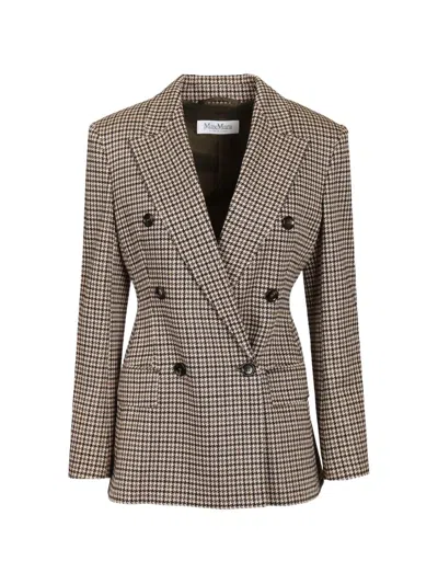 Max Mara Houndstooth-pattern Double-breasted Blazer In Multi
