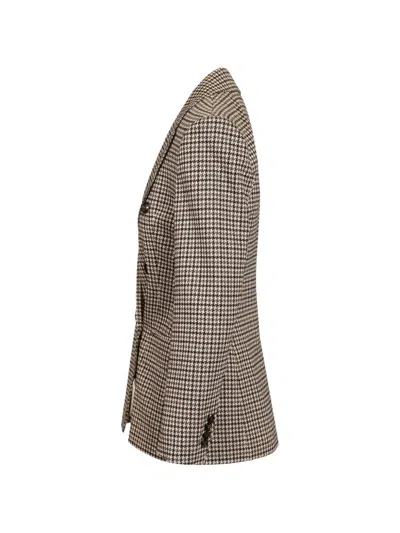 Max Mara Houndstooth-pattern Double-breasted Blazer In Multi