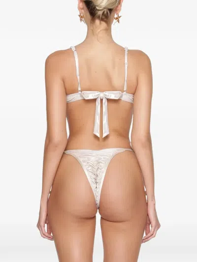 God Save Queens Venus Ruched Shell-cup Bikini Top In White
