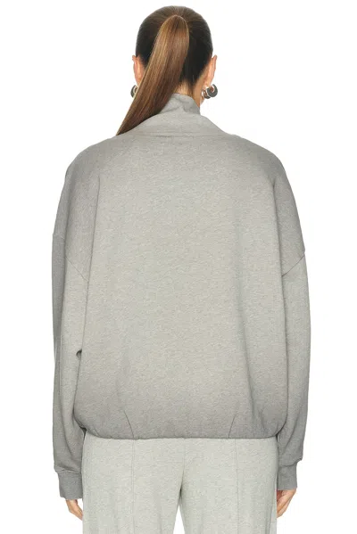 Acne Studios Brushed Cotton Fleece Funnel Neck Logo Sweatshirt With Balloon Hem In Gray