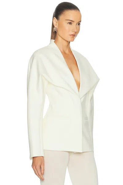 Jacquemus Chale Wool Blend Single Breasted Jacket In White