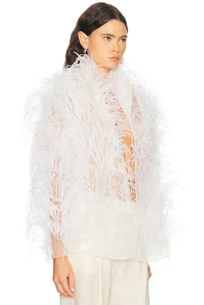 Lapointe Marbled Feathers Jacket In White