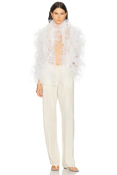 Lapointe Marbled Feathers Jacket In White