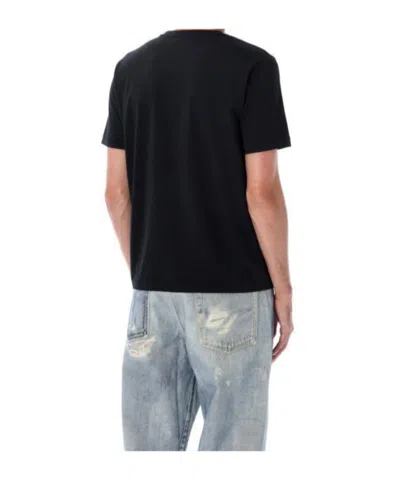 Off-white Black Oversized T-shirt With Contrasting Logo Lettering Print In Cotton Man In Black