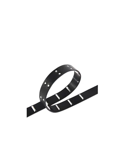 Pinko Leather Belt With Rectangular Studs, 3 Cm In Black