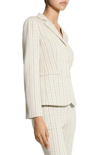 Theory Shrunken Three-button Blazer In Striped Crepe Jersey