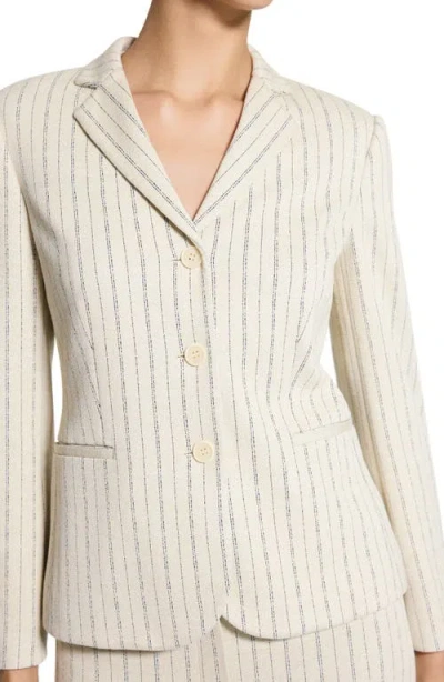 Theory Shrunken Three-button Blazer In Striped Crepe Jersey