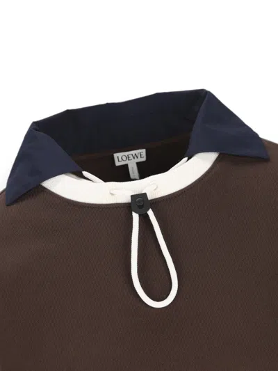 Loewe Drawstring-collar Elasticated-hem Sweater In Brown