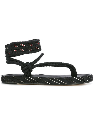 Isabel Marant Epipa Flat Rope Thong Sandals, Black
