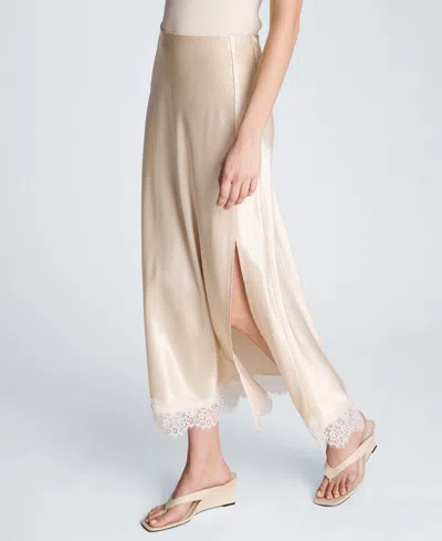 Kenneth Cole Pull-on Side Slit Midi Skirt In Gray