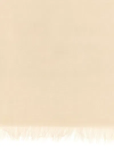 Brunello Cucinelli Silk Cashmere Rectangular Scarf Refined Drape In Sand