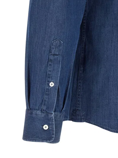 Brunello Cucinelli Blue Regular Solid Shirt In Blue