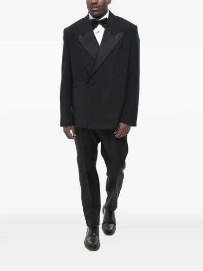 Givenchy Double-breasted Satin-lapel Blazer In Black