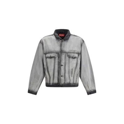 Diesel Gray Medium-light Skeleton Denim Trucker Jacket In Gray