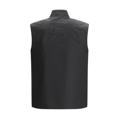 Diesel Brown Polyamide Sleeveless Jacket In Brown