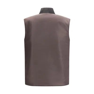 Diesel Brown Polyamide Sleeveless Jacket In Brown
