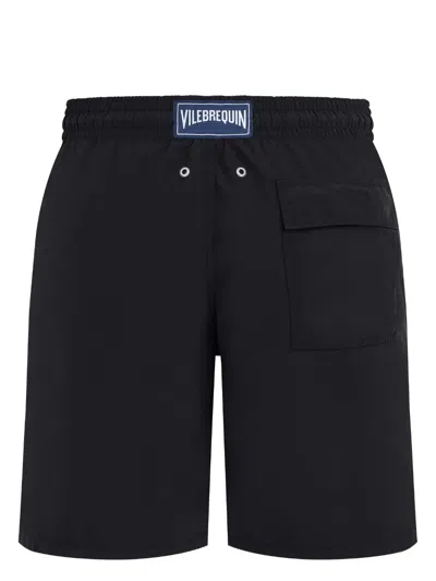 Vilebrequin Men Micro-perforated Ultra-light And Packable Swim Trunks Solid In Black