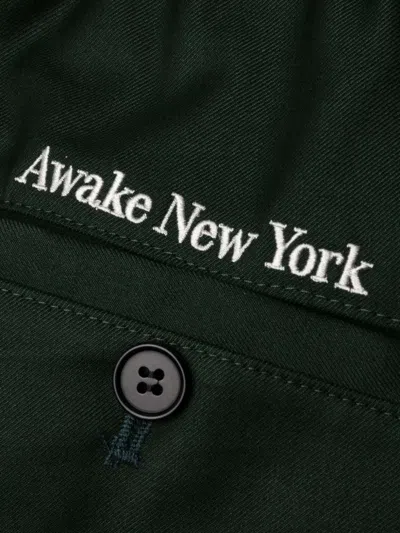 Awake Ny 플리츠 디테일 자수 팬츠 In Black
