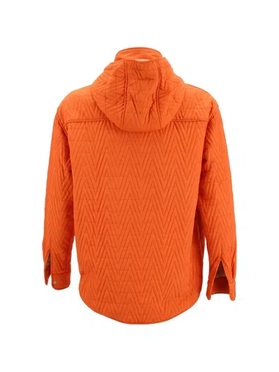 Valentino 후드 퀼팅 버튼다운 재킷 In Orange