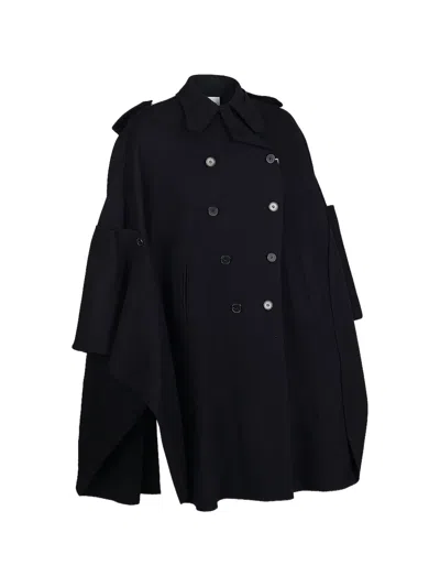 Valentino Button Double-breasted Coat In Blue