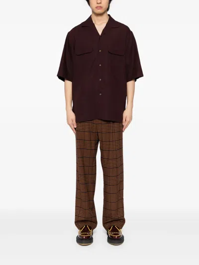 Calmlence 오픈 칼라 셔츠 In Brown