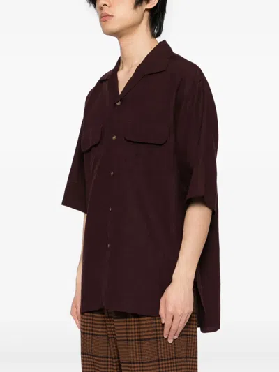 Calmlence 오픈 칼라 셔츠 In Brown
