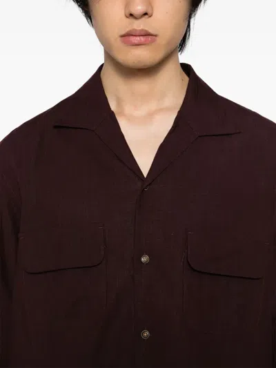 Calmlence 오픈 칼라 셔츠 In Brown