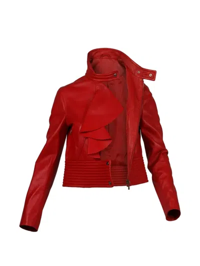 Valentino Ruffled Jacket In Red