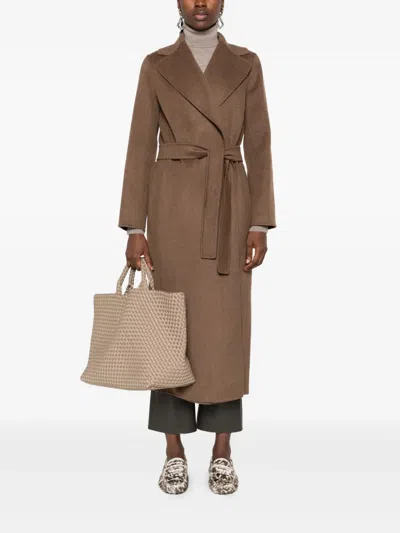 S Max Mara Belted Wrap Coat In Brown