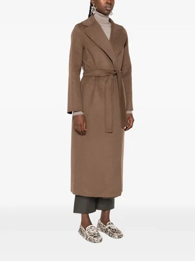 S Max Mara Belted Wrap Coat In Brown