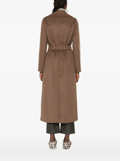 S Max Mara Belted Wrap Coat In Brown
