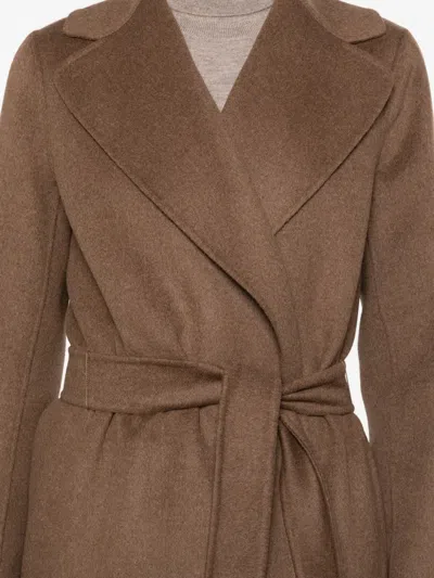 S Max Mara Belted Wrap Coat In Brown