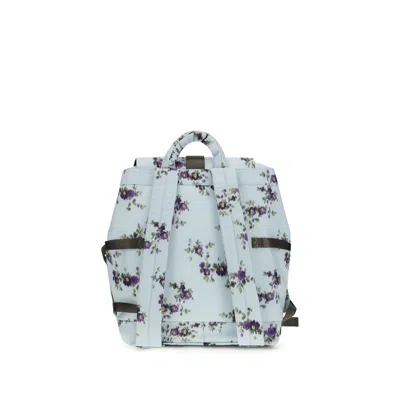 Ganni Re-tech Nylon Backpack With Floral Pattern In Blue