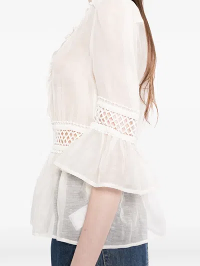 We Are Kindred 페플럼 헴 블라우스 In White