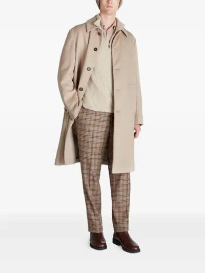 Slowear Check Pattern Wool Trousers In Brown